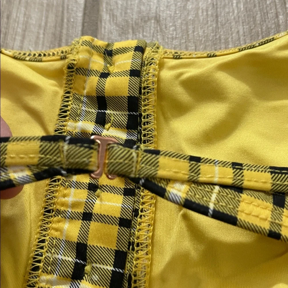 NWT Frankie’s 2pc yellow plaid Clueless Alana bikini Swimsuit set M/L